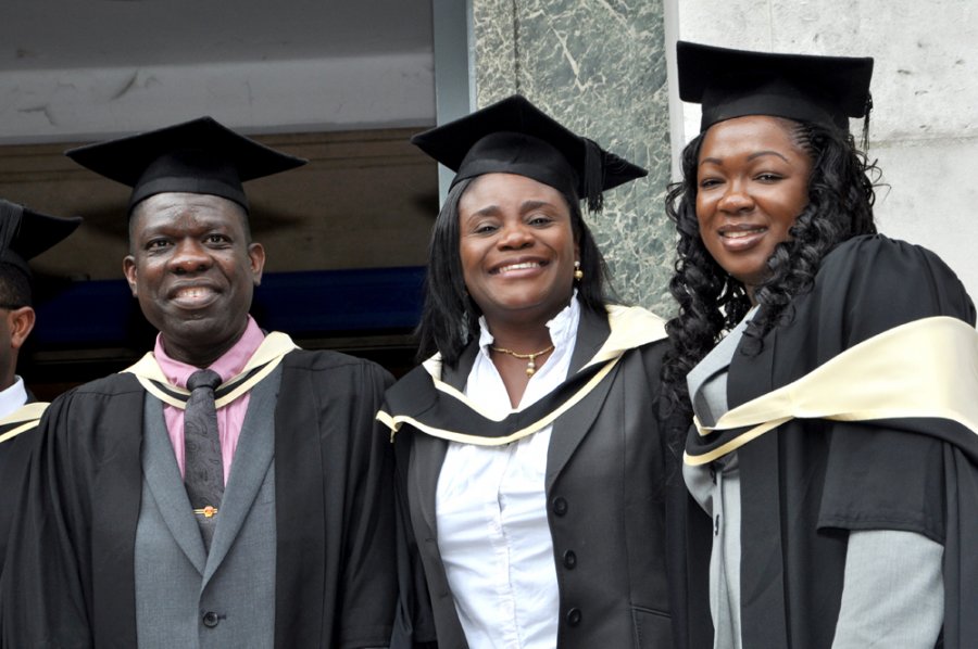 Students celebrating on graduation day